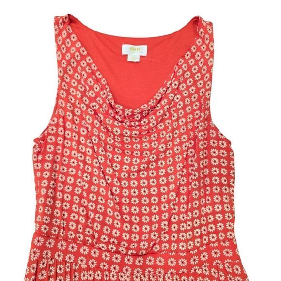 Anthropologie Maeve Brianne Fit & Flare Dress Womens Small Orange Floral Stretch - Picture 4 of 7